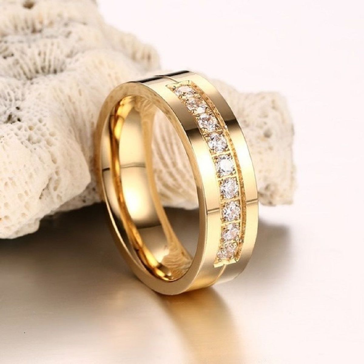 GENERICO - Aro de Matrimonio Diamonds Dream Mujer Bañado Oro 18K Novia Genieka