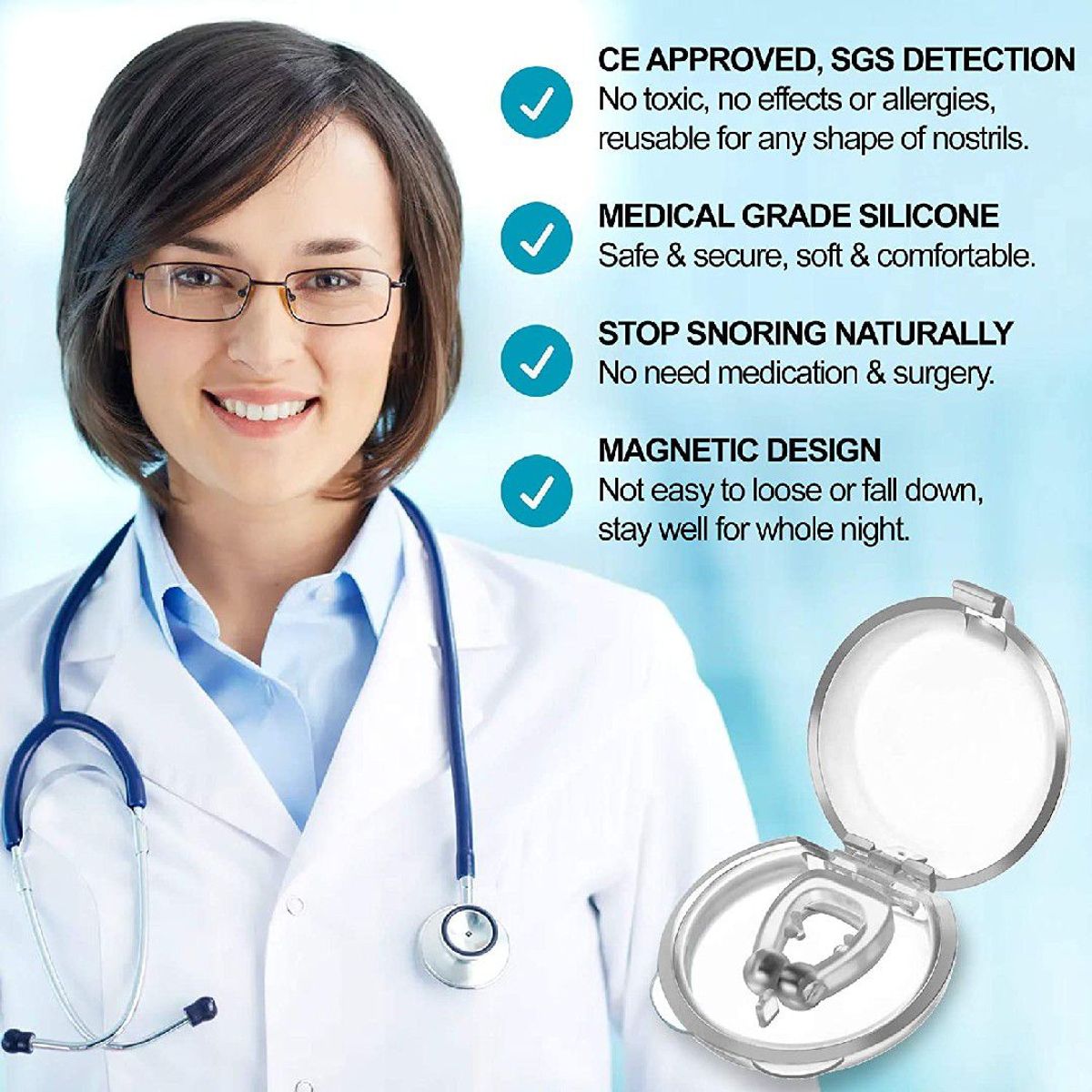 GENERICO - Clip Antironquidos Para evitar Roncar y Dormir sin problemas