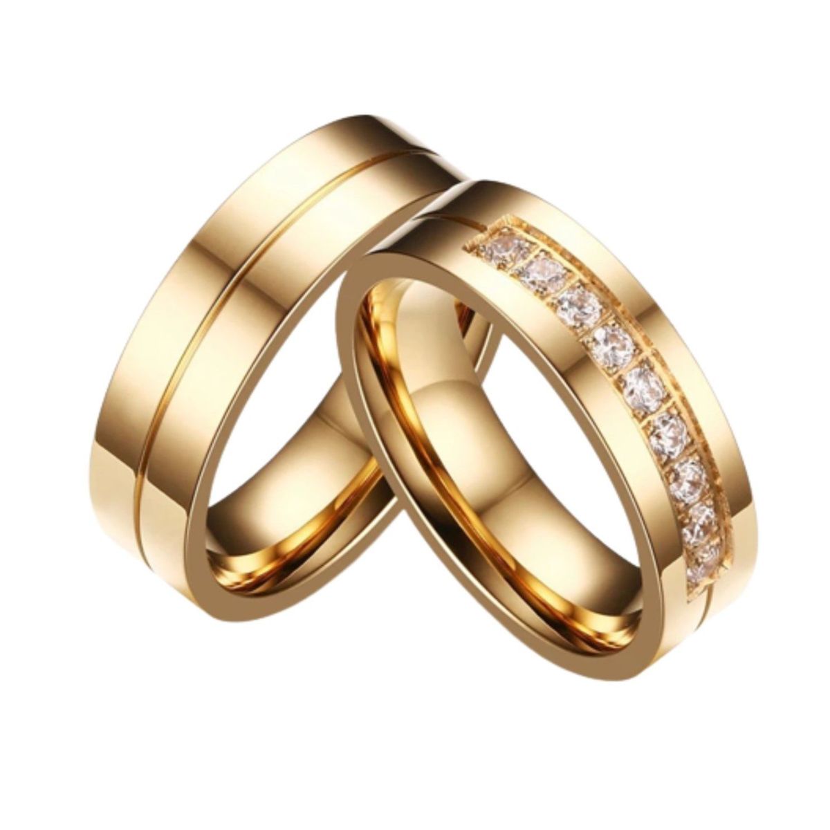 GENERICO - Anillo de Matrimonio Diamods Dream Hombre Bañado Oro 18K Novio Genieka