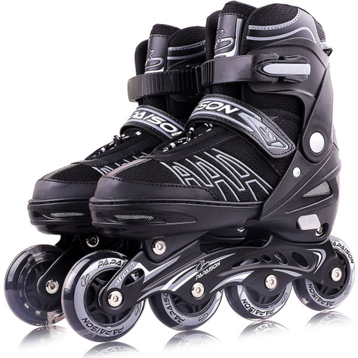 PAPAISON - Patines Lineales Ajustables Clásicos A01 BK Tallas 31-32-33
