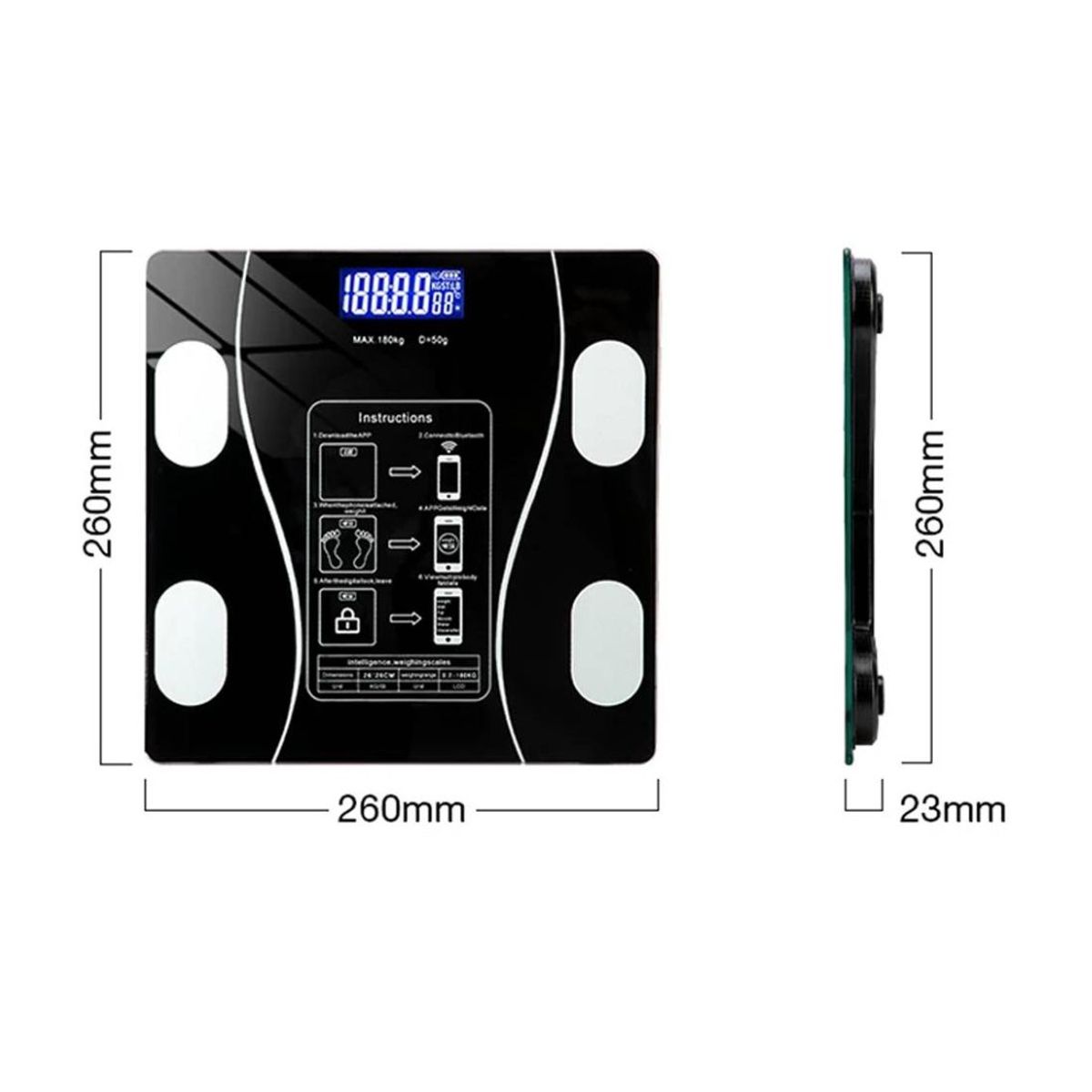 PENTHA - Balanza Digital Bluetooth 180kg Control de Peso Inteligente