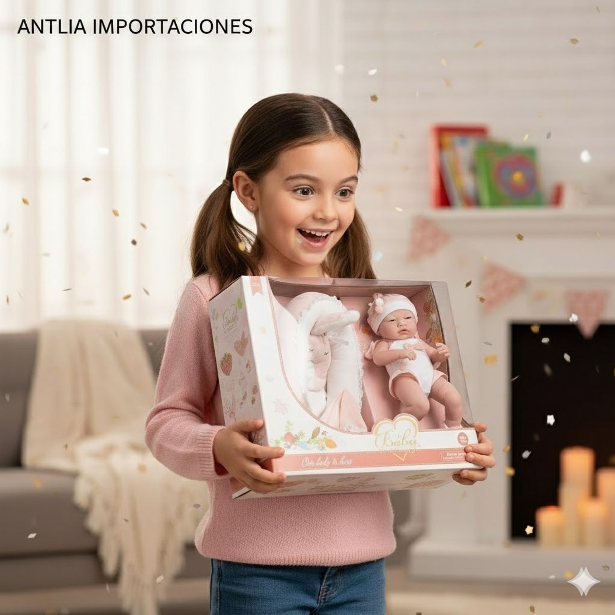 GENERICO - Muñeca Bebé Realista con Cuna Portatil So Lovely Rosa