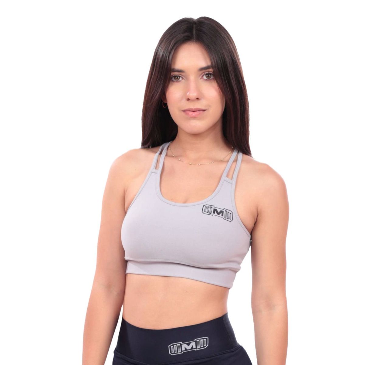 M MUSCLE MUSEUM - Top Deportivo con Tiras color Plata para Mujer