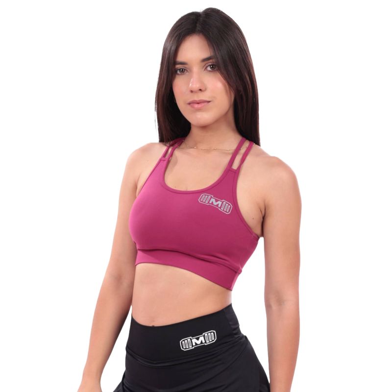 M MUSCLE MUSEUM - Top Deportivo con Tiras color Morado para Mujer