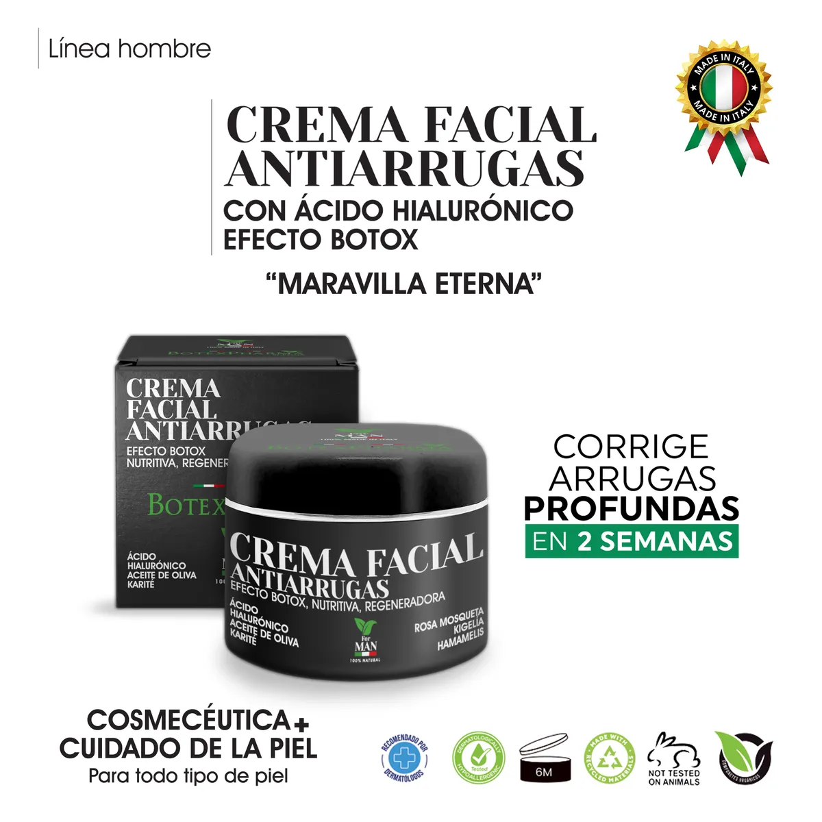BOTEXPHARMA - Crema  Anti-Arrugas con Acido Hialuronico (Hombre) Italia