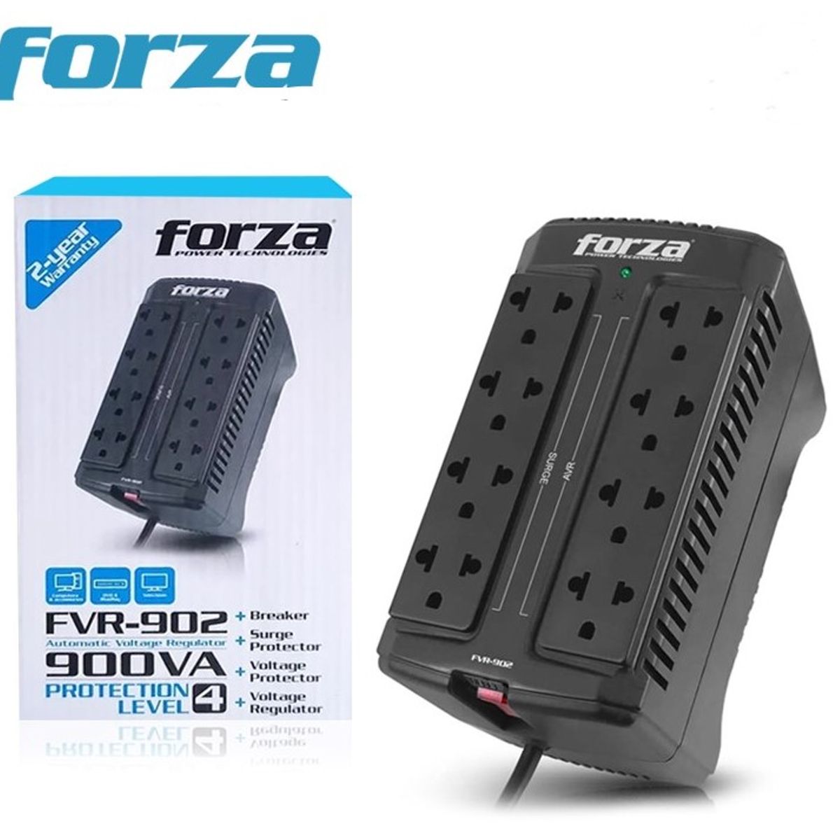 FORZA - Estabilizador 900VA 8 Tomas Forza FVR-902
