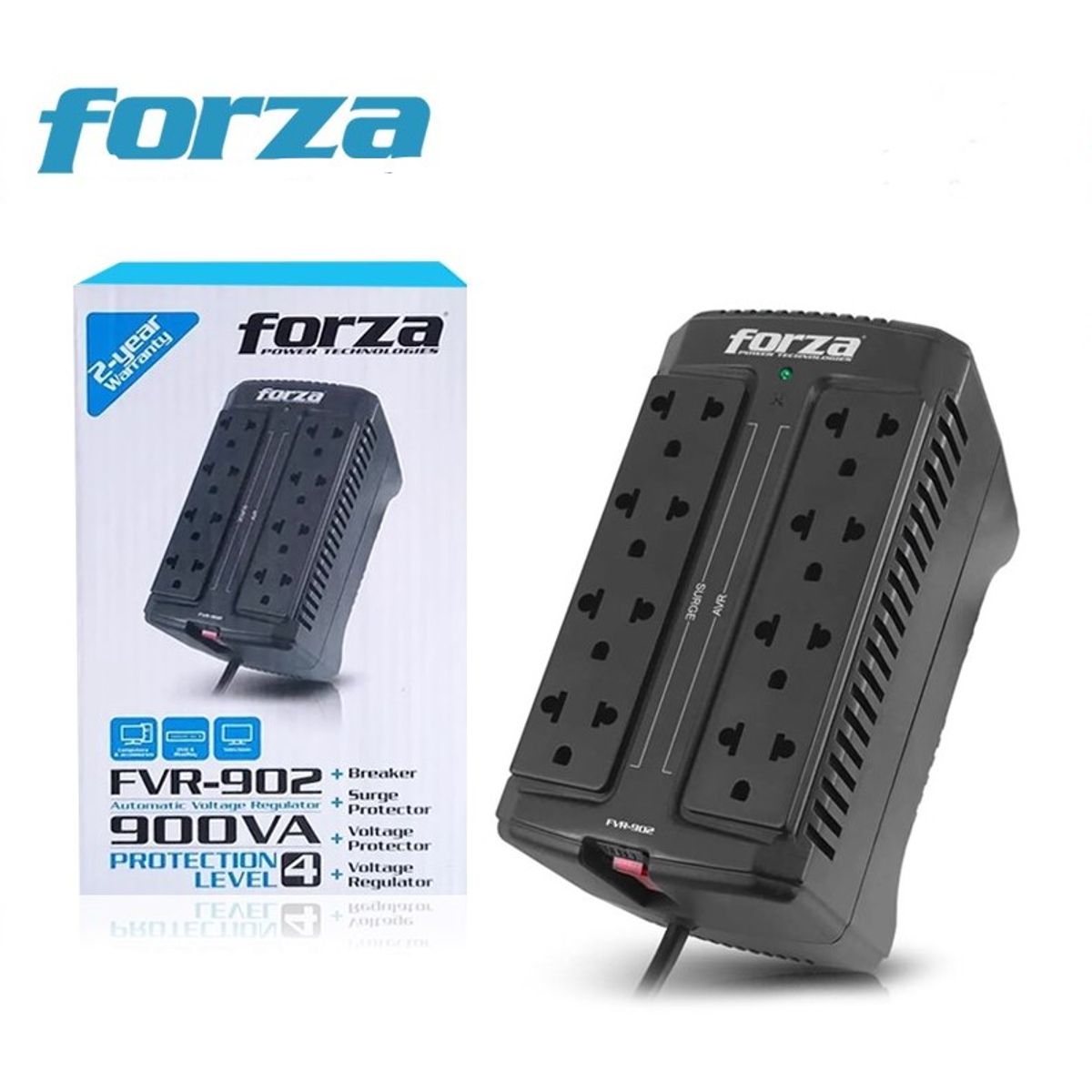 FORZA - Estabilizador 900VA 8 Tomas Forza FVR-902