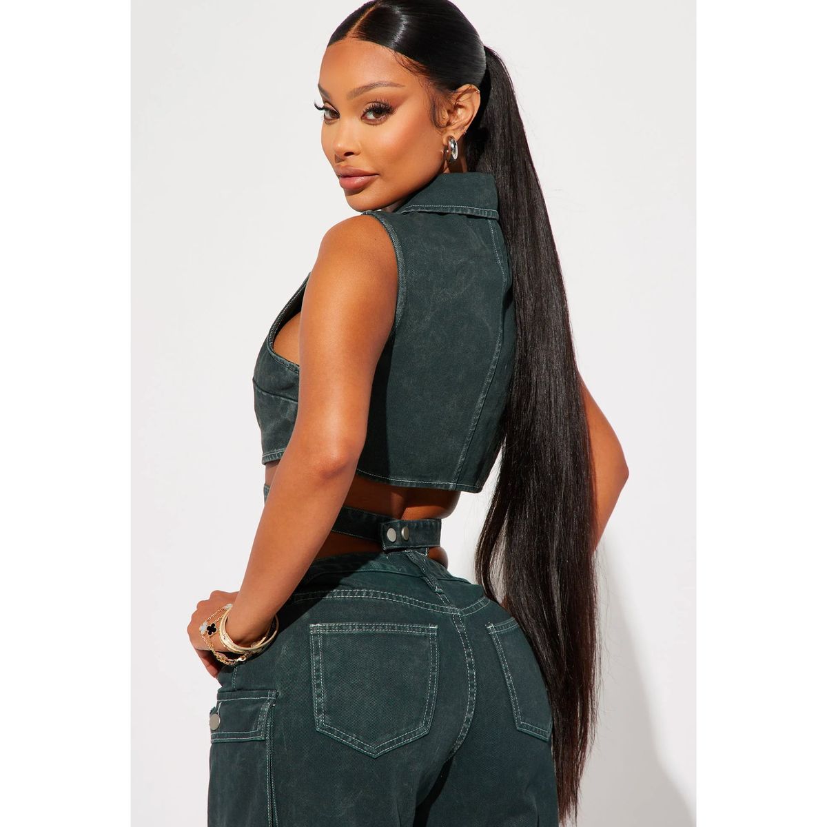 BENCUS JEANS - Blusa Chaleco Corto Top Jean Mujer Denim