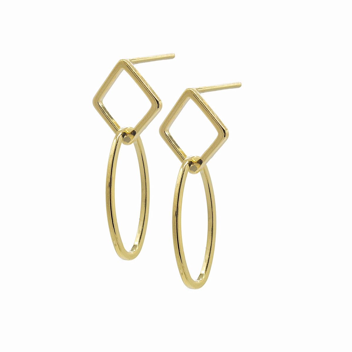 AMBAR JOYERIA - Aretes Rombos Oval Golden