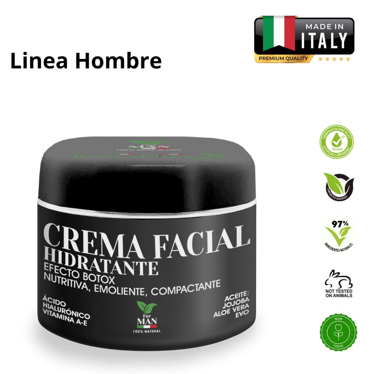 BOTEXPHARMA - CREMA HIDRATANTE HOMBRE  AC.HIALURONICO BIO NATURAL  ITALIA
