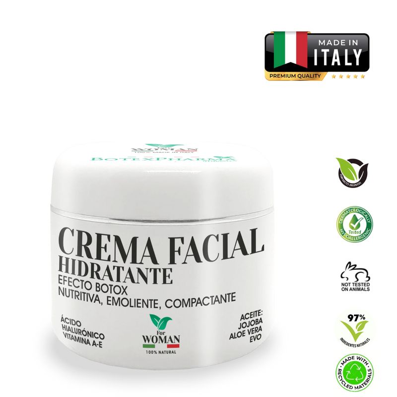BOTEXPHARMA - Crema Hidratante  +Acido Hialuronico Mujer  (Italia) Bio natural