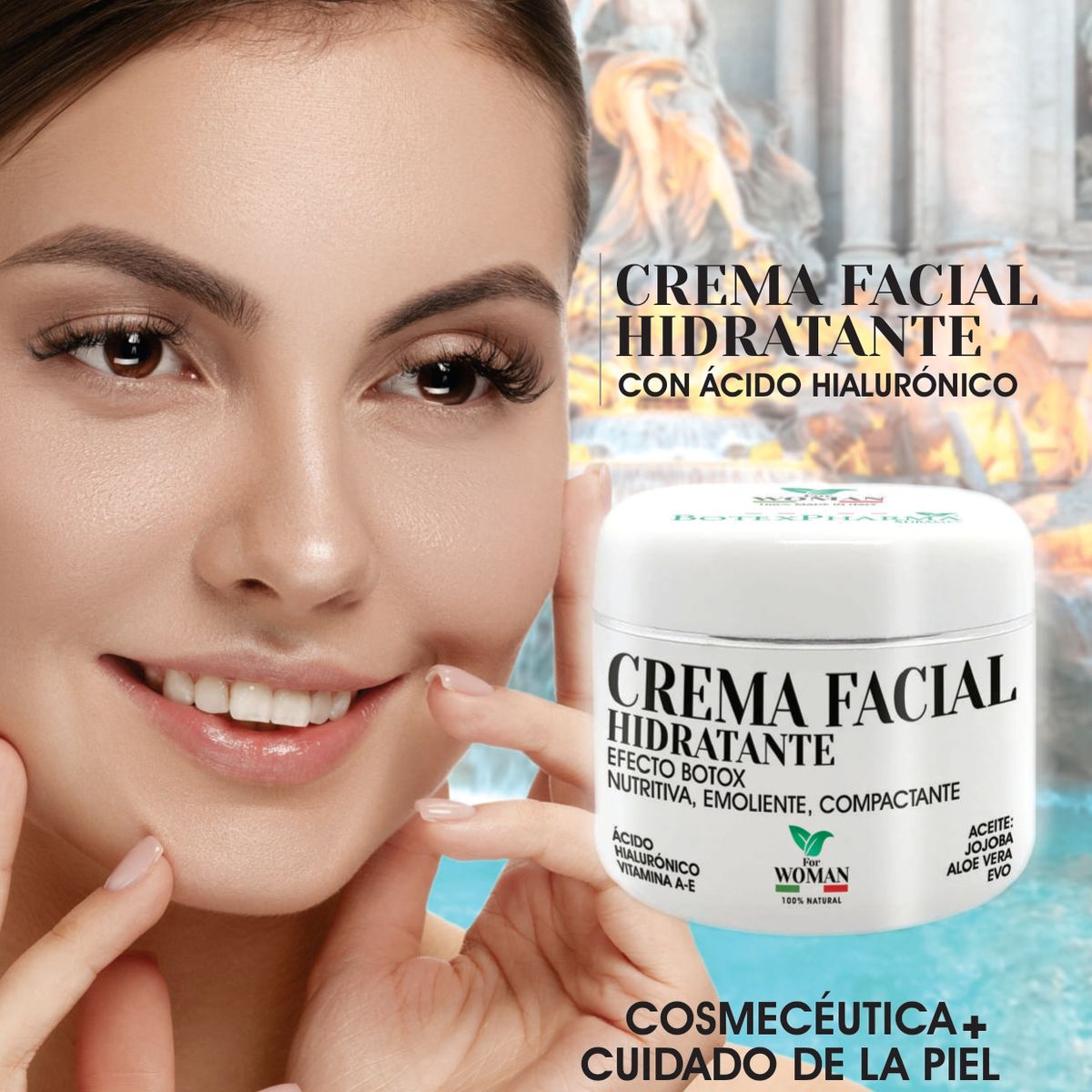 BOTEXPHARMA - Crema Hidratante  +Acido Hialuronico Mujer  (Italia) Bio natural