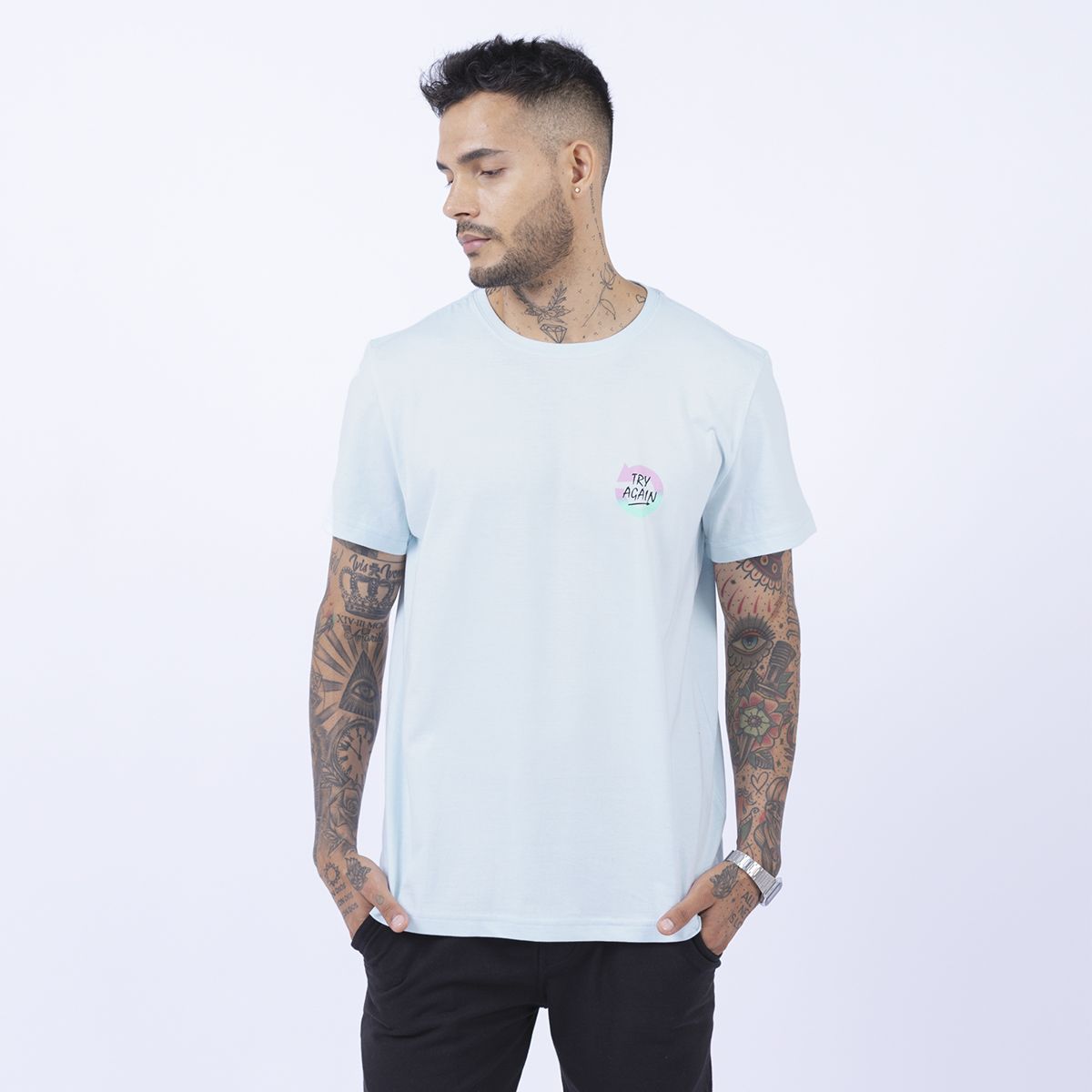 BHEVSK - Polo estampado hombre Sky Celeste