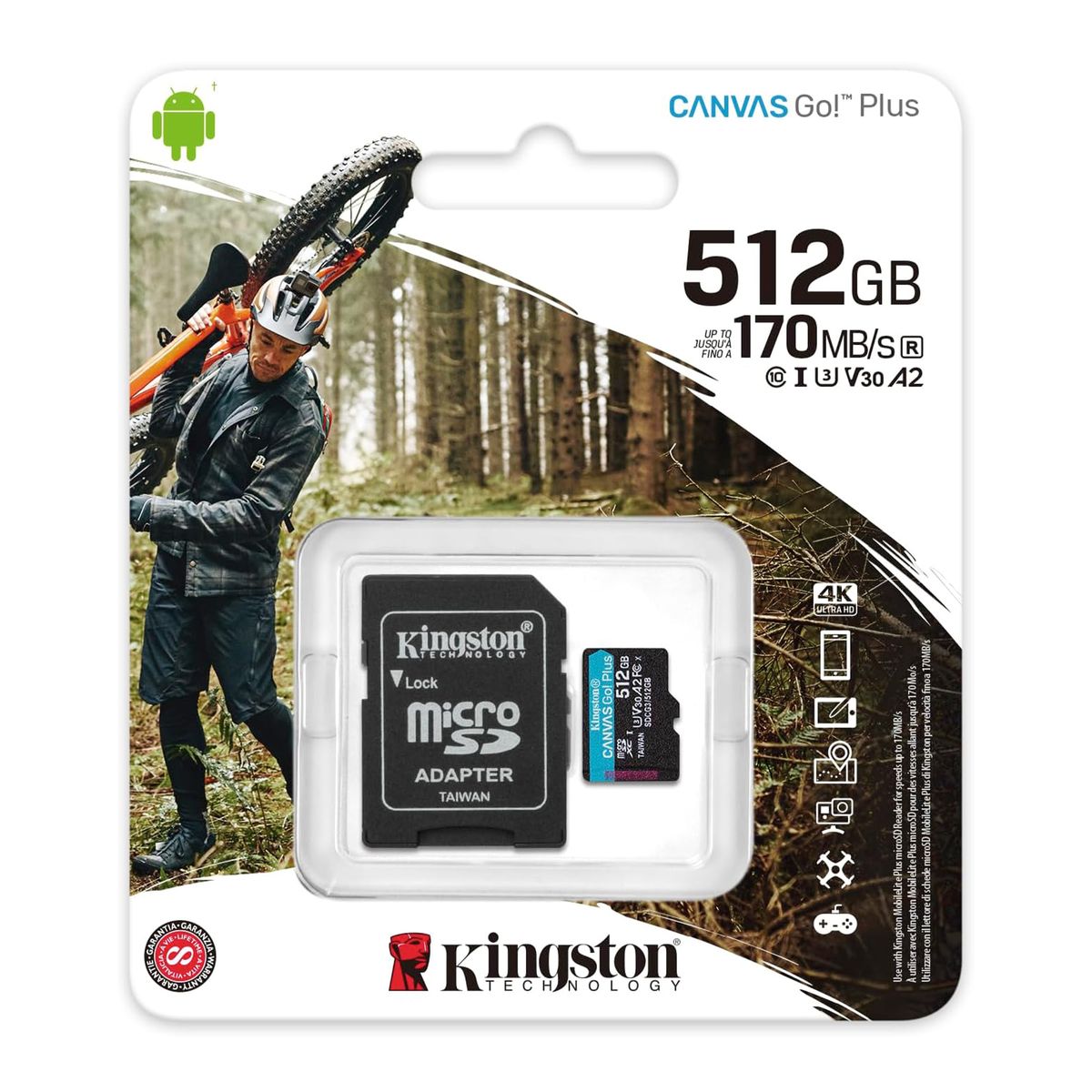 KINGSTON - MEMORIA MICROSD KINGSTON CANVAS GO PLUS 512GB C10 P/N: SDCG3/512GB