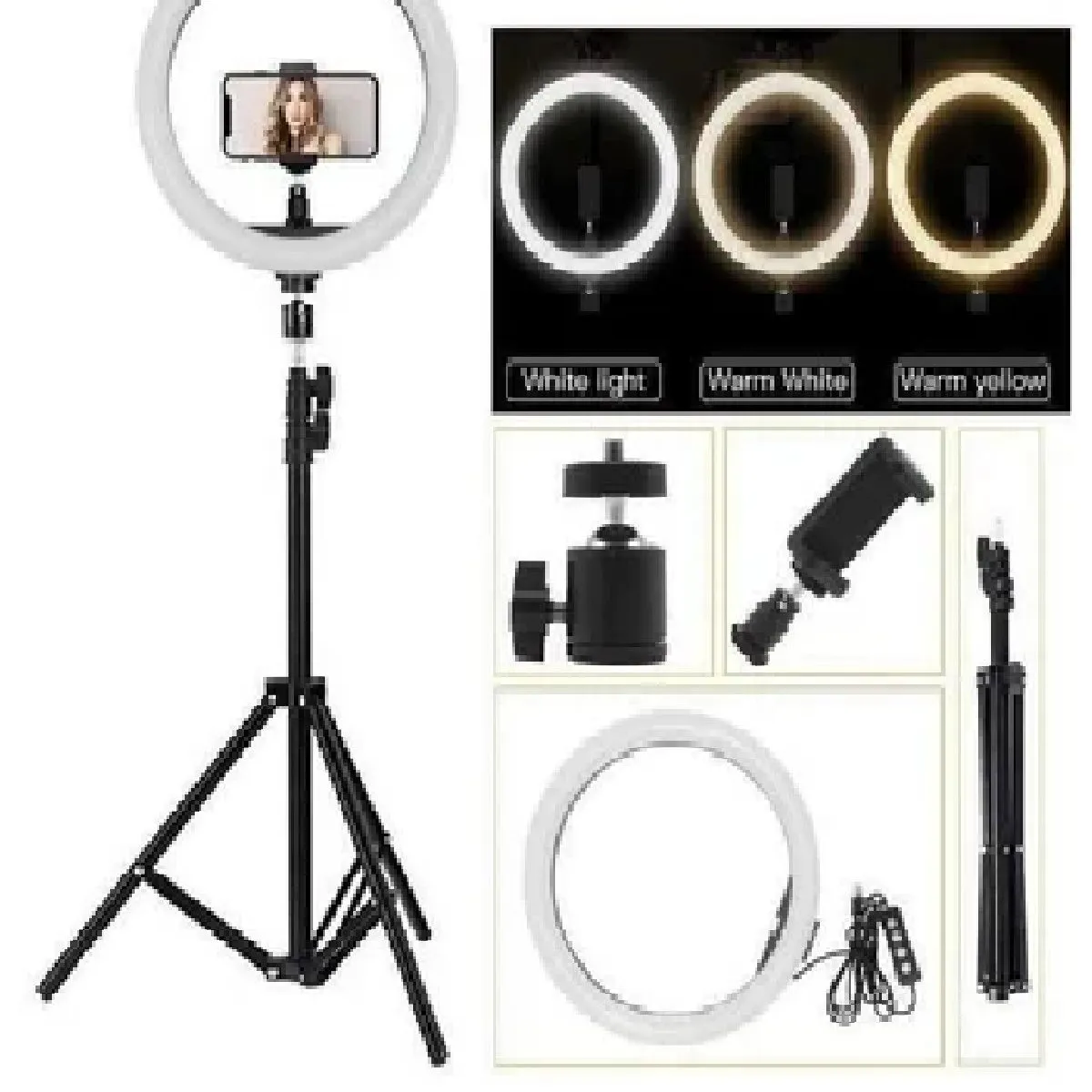 GENERICO - Aro Anillo Luz Led 30 cm Táctil Fotografía y Video + Trípode