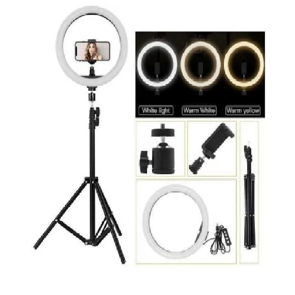 GENERICO - Aro Anillo Luz Led 30 cm Táctil Fotografía y Video + Trípode