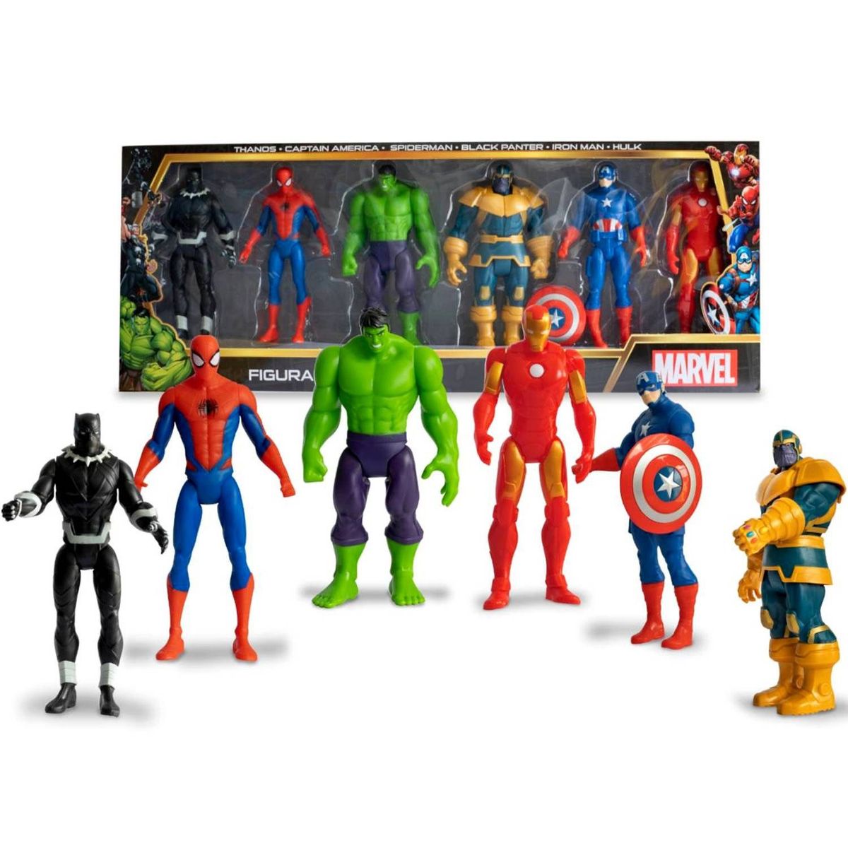 MARVEL - Set De Figuras Articulables Y De Jebe Avengers 6Pcs