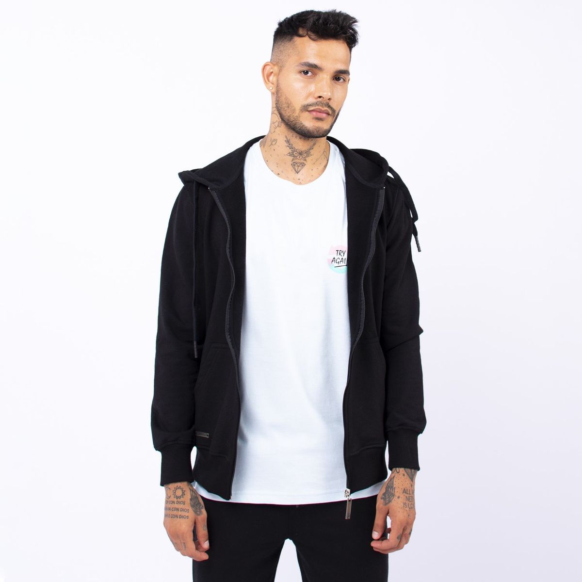 BHEVSK - Polera Basica Cremallera Negra