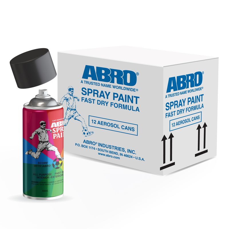 ABRO - Pintura en Spray Negro Mate 012C - caja x12 latas