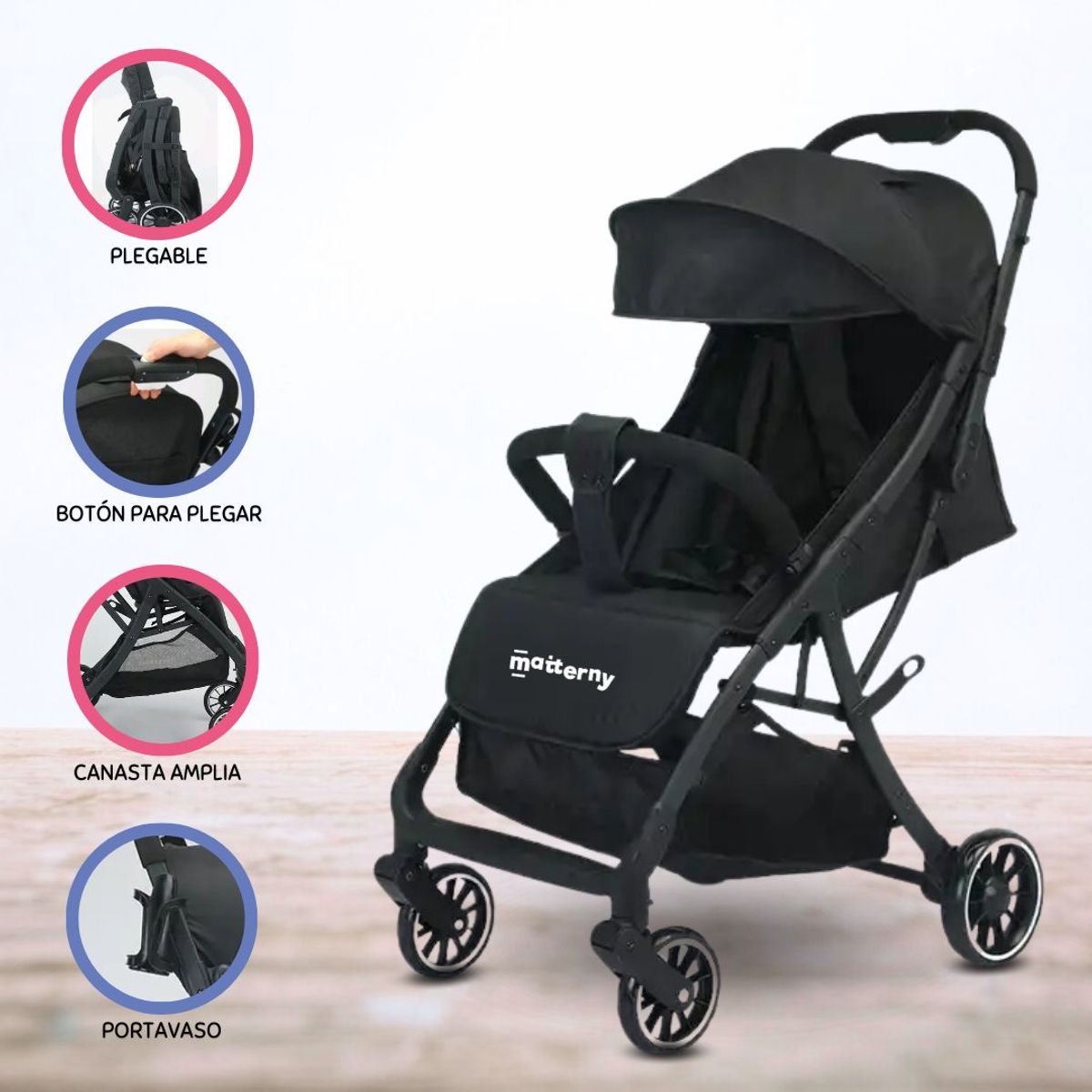 CUZKA - Coche Cuna Plegable «AUTOMATIC» Black