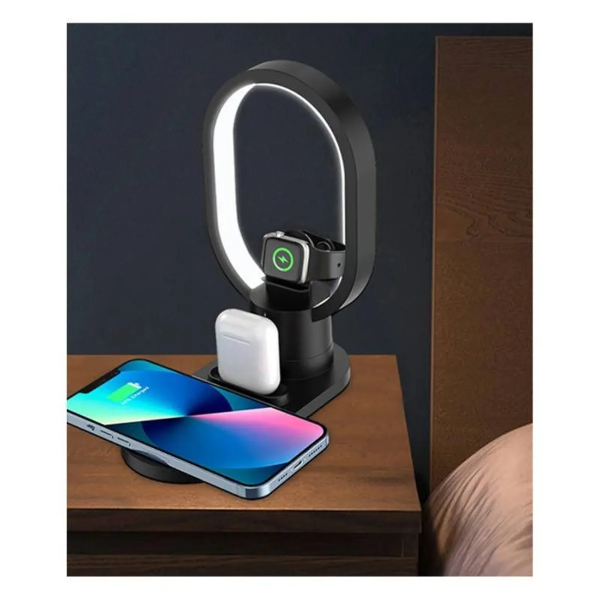 GENERICO - Cargador Inalámbrico 4 en 1 Carga Rápida Airpods Iphone y Android