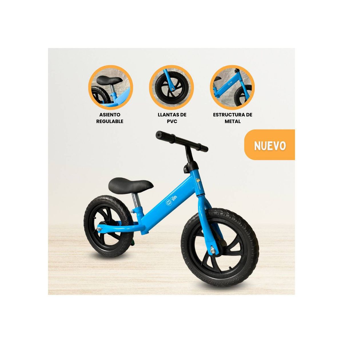 CUZKA - Bicicleta de Equilibrio Aro 12 PVC - Celeste