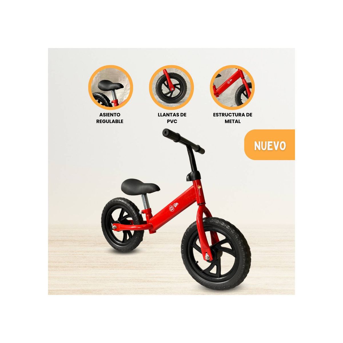 CUZKA - Bicicleta de Equilibrio Aro 12 PVC - Rojo