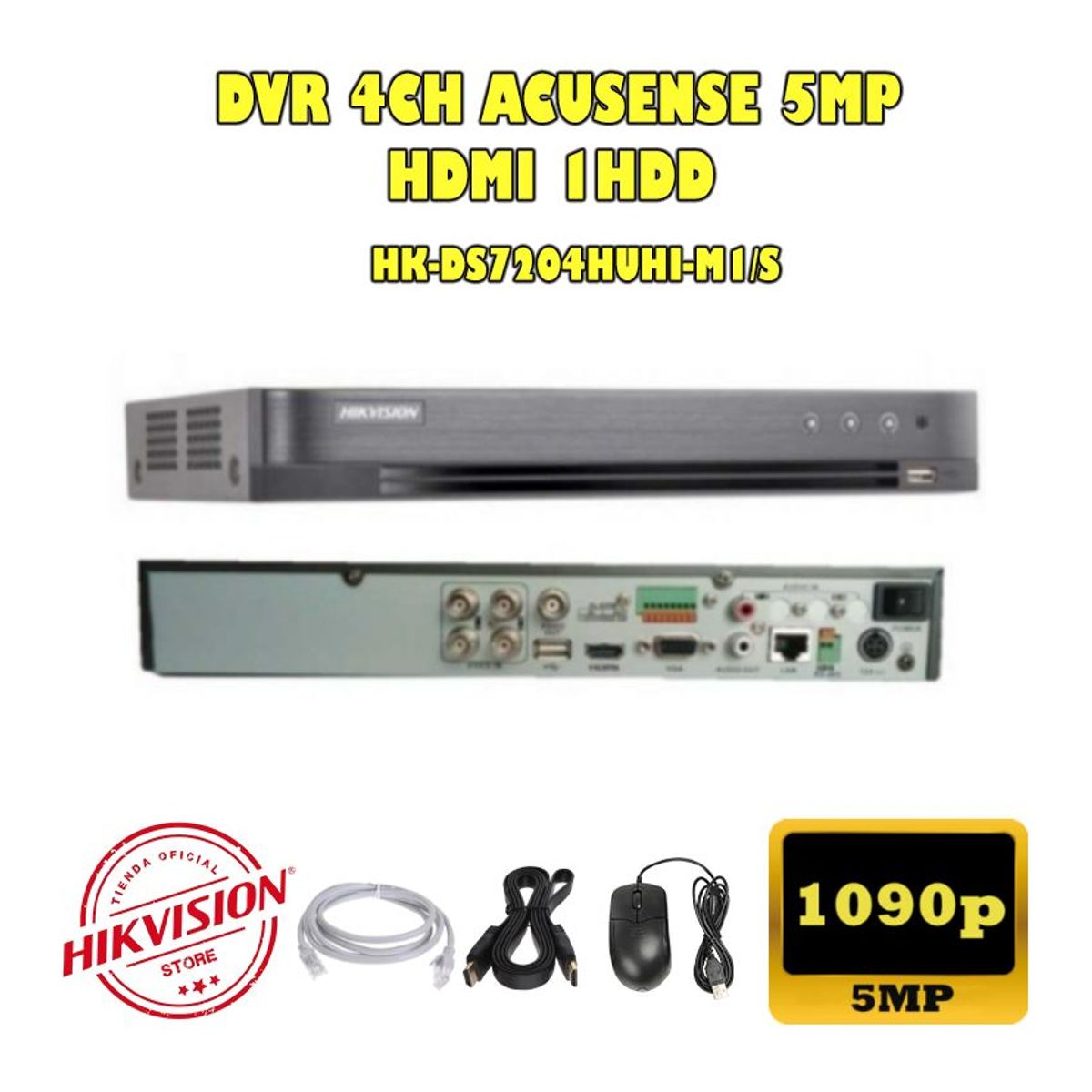 HIKVISION - kit 2 Cámaras Seguridad Domo 5mpx DVR HUHI Hikvision + 1TB + AUDIO