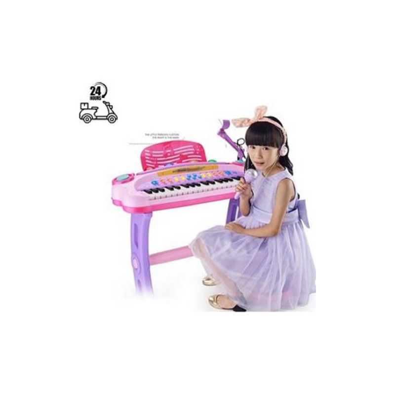GENERICO - Piano Musical para Niñas Micrófono y Asiento -GENERICO