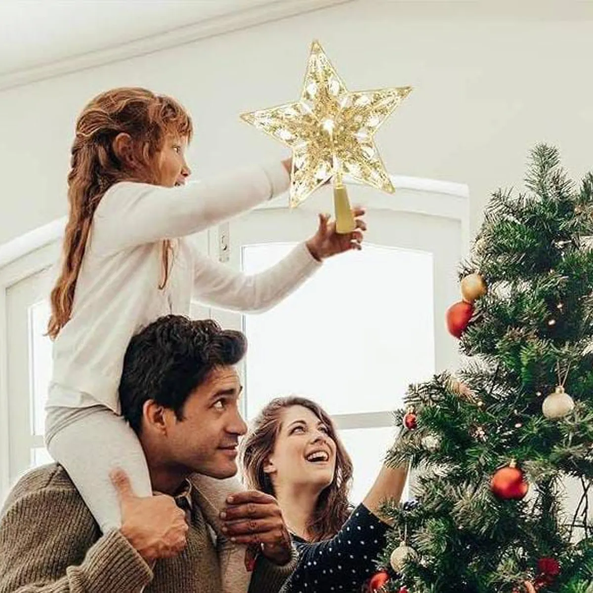 GENERICO - Estrella para árbol de navidad 15x17x3 cm