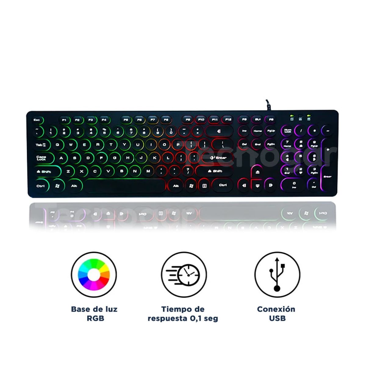 SEISA - Teclado Gamer RGB Retroiluminado USB con Luces LED Seisa DN-DY02