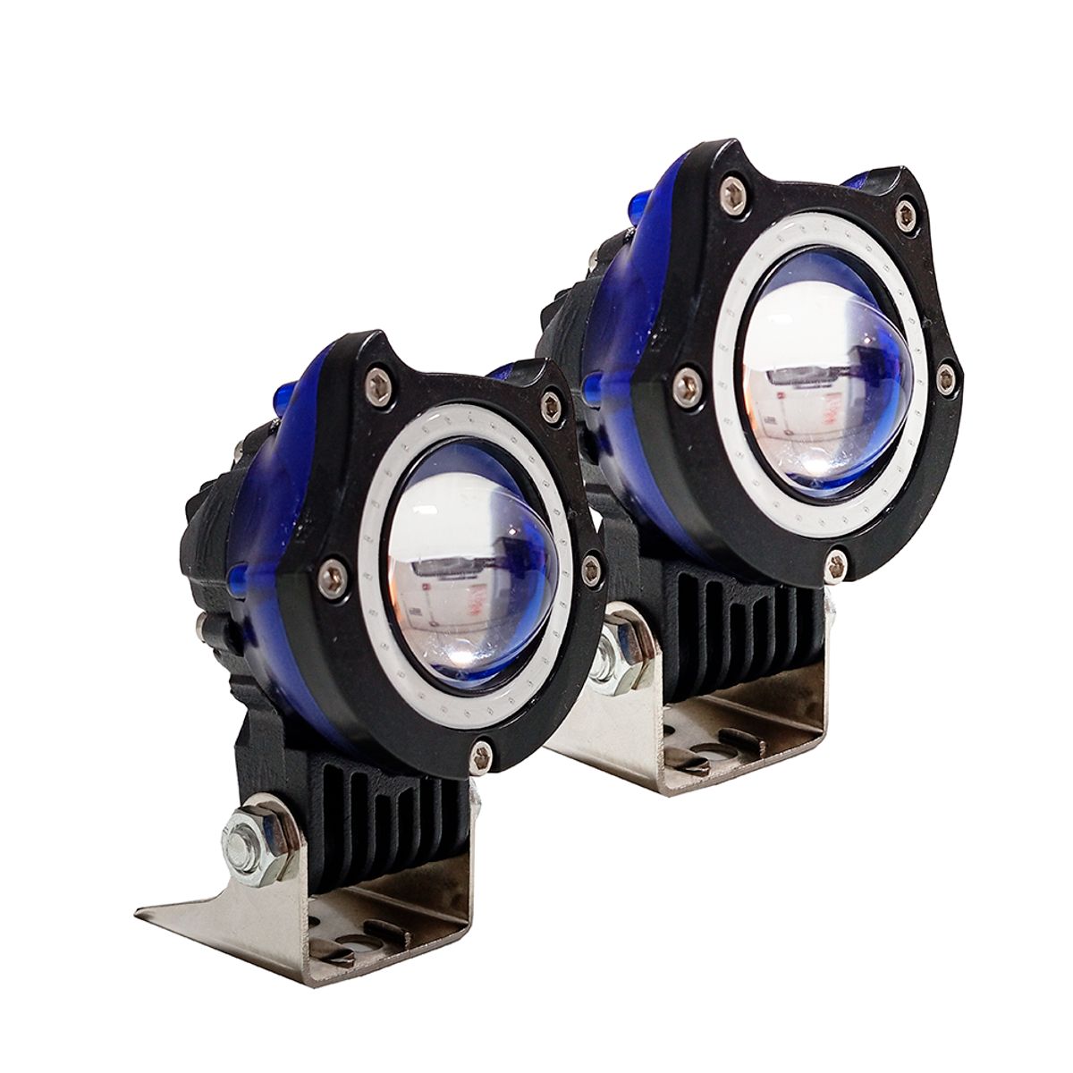 GENERICO - Exploradora Faro Led 5w Aureola Azul Luz Fijo y Flash X Par