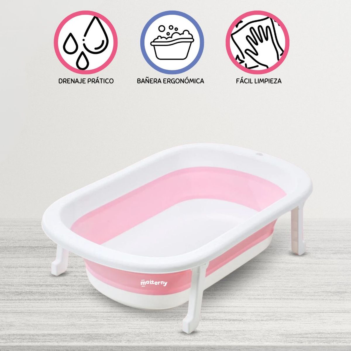 BABY HAPPY - Tina de Baño Plegable Para Bebé «ECO» Pink