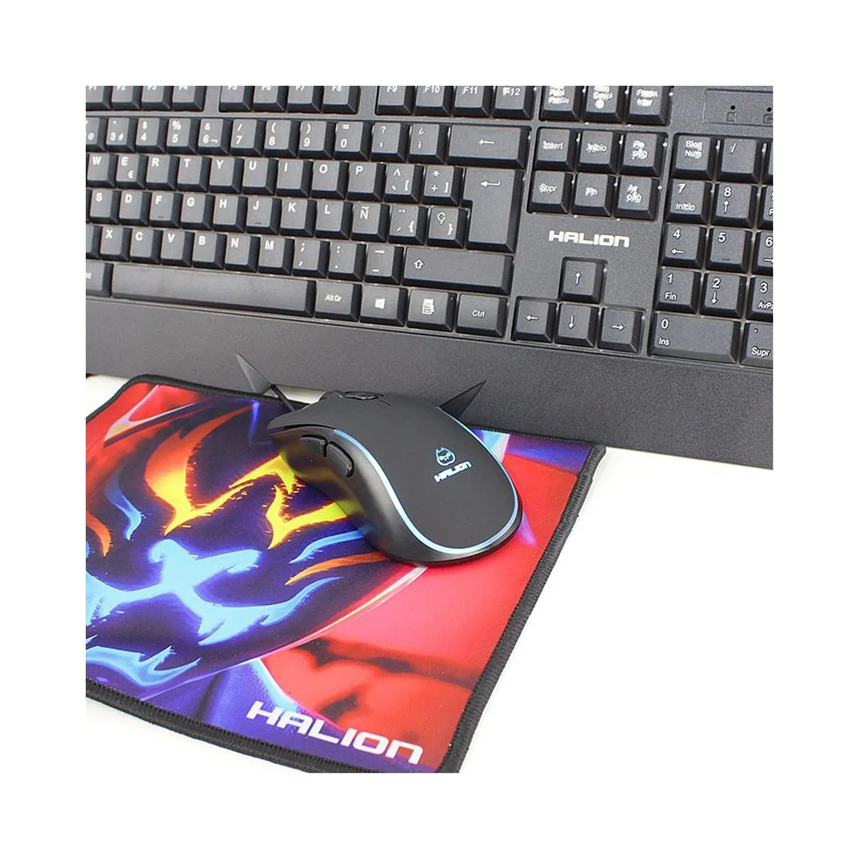 HALION - Kit Gamer Halion HA-407C Custer 3 en 1 con luces LED mouse 7 colores