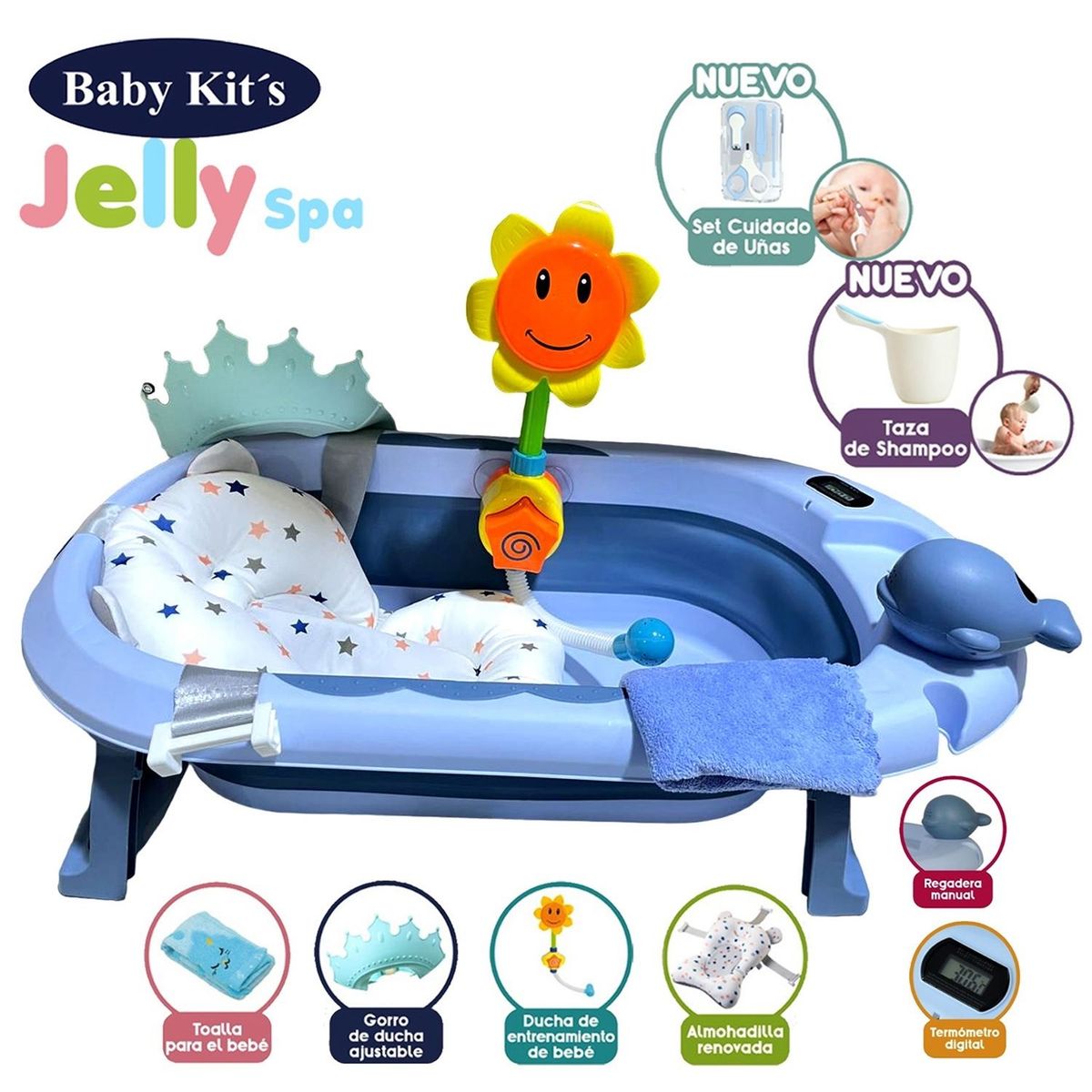 BABY KITS - Tina Plegable  Jelly Spa con Accesorios azul