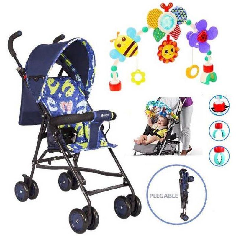 EBABY - Coche Baston Azul con Aro de juguete 5 en 1