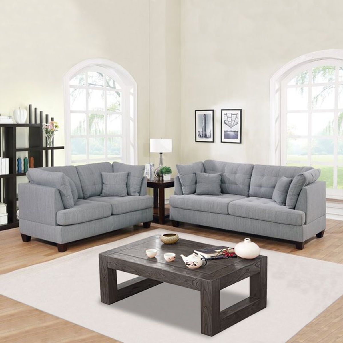 HOME PREMIUM - Juego De Sala 3 2 Niccola Gris