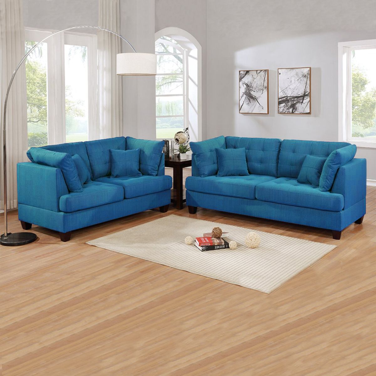 HOME PREMIUM - Juego De Sala 3 2 Niccola Azul