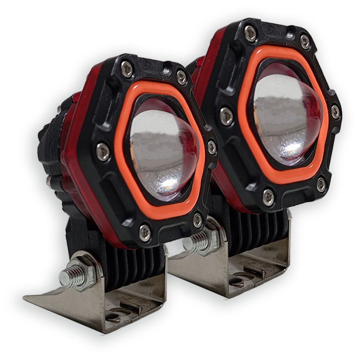 GENERICO - Exploradora Faro Led Aureola Rojo 5w Luz Fijo y Flash X Par