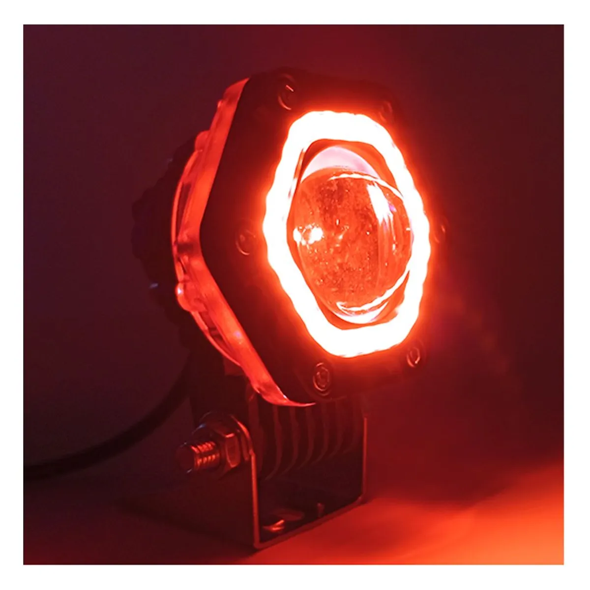 GENERICO - Exploradora Faro Led Aureola Rojo 5w Luz Fijo y Flash X Par