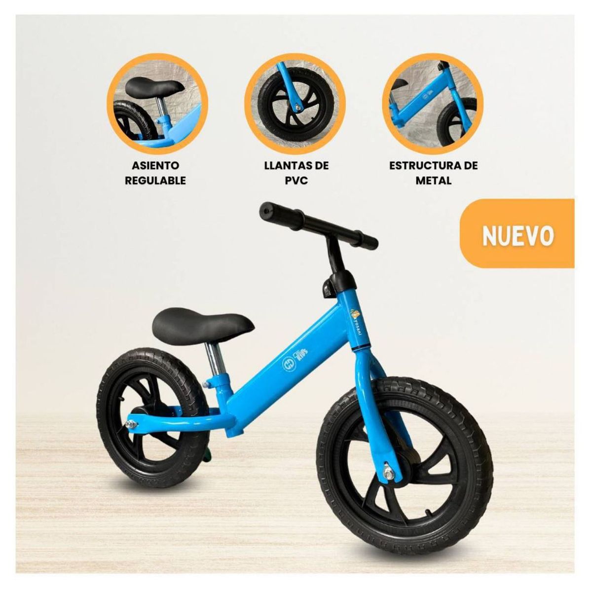CUZKA - Bicicleta de Equilibrio Aro 12 PVC «EQUILIBRIO» Light Blue