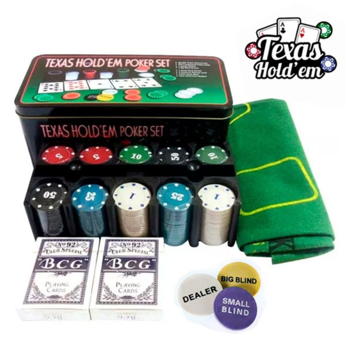 GENERICO - Juego de póker x 200 pcs - metal