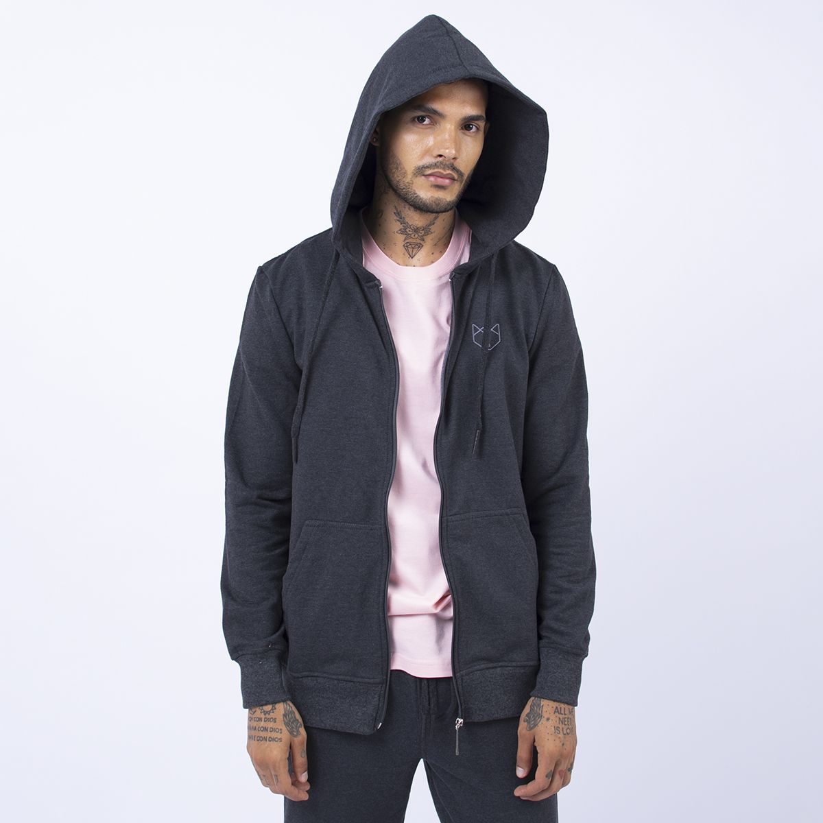 BHEVSK - Polera Basica Cremallera Gris Rata