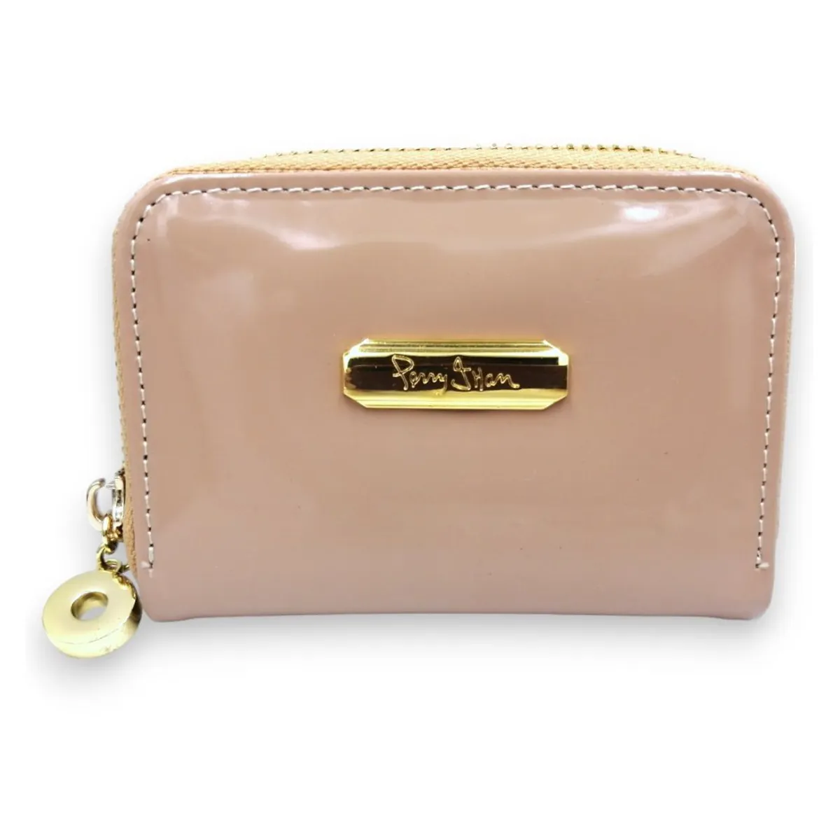 PERRY JHAN - Monedero Billetera Mujer en cuero Tipo Charol - Nude