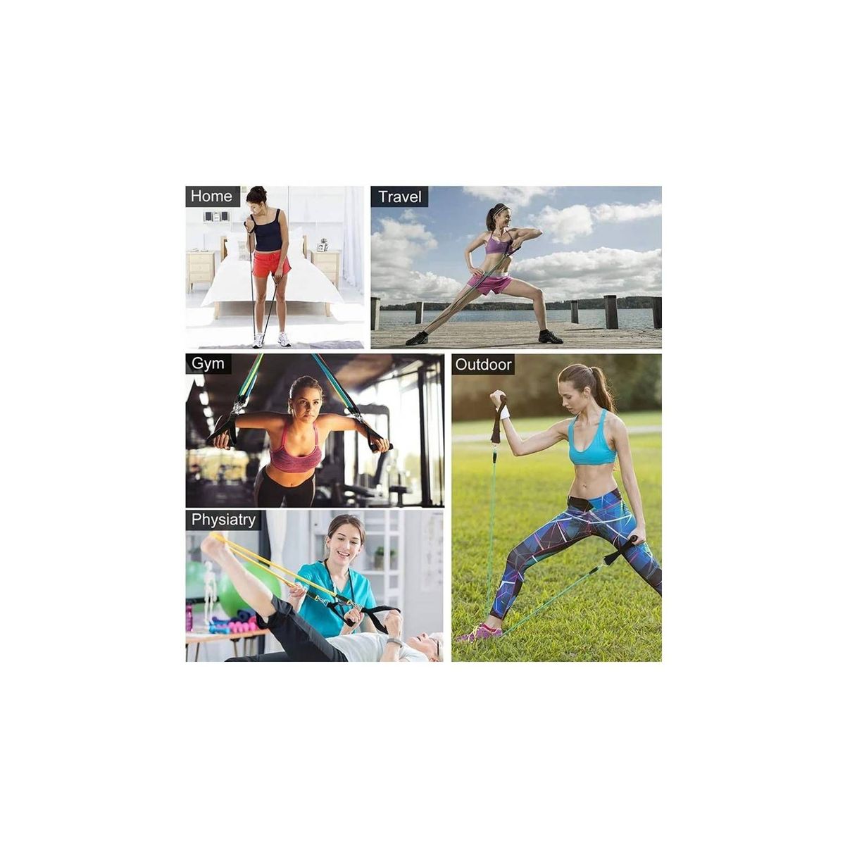 GENERICO - Set 5 Bandas ligas de Resistencia Entrenamiento Fitness yoga