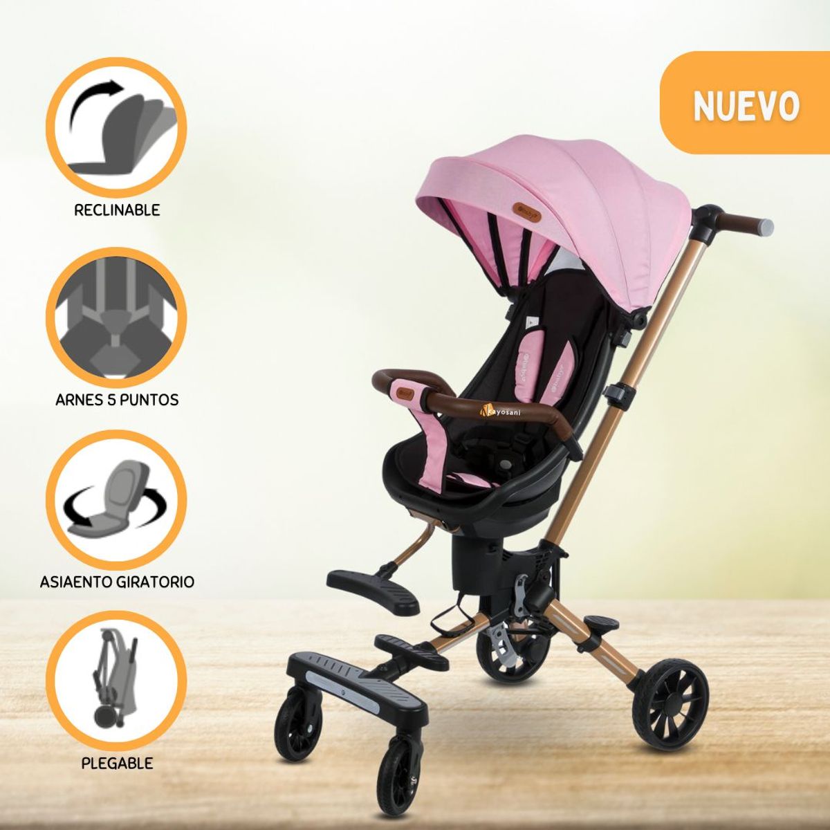 EBABY - Coche de Paseo Giratorio para Bebés «URBAN WALK» Pink