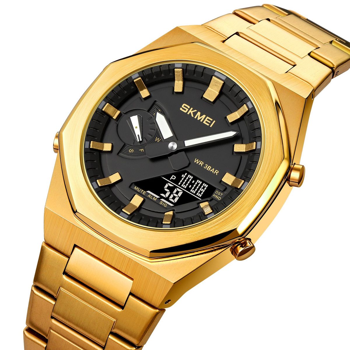 SKMEI - Reloj Skmei 1816 Dorado Digital Analogo Hora Mundial