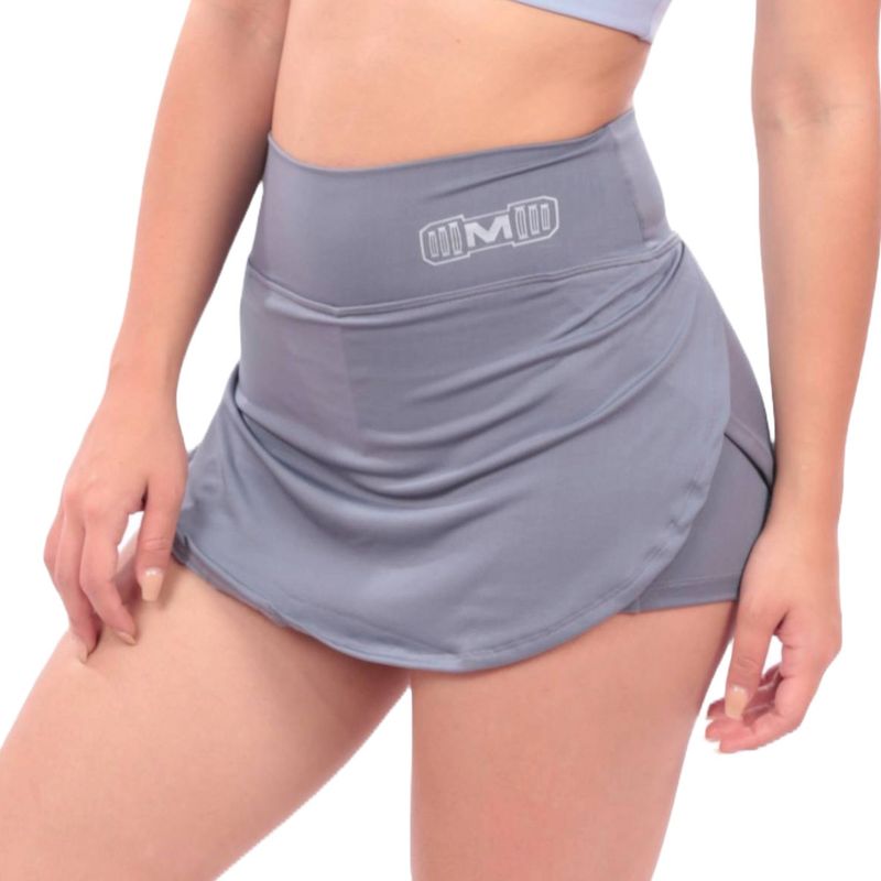 M MUSCLE MUSEUM - Short Falda Deportivo Color Plomo para Mujer