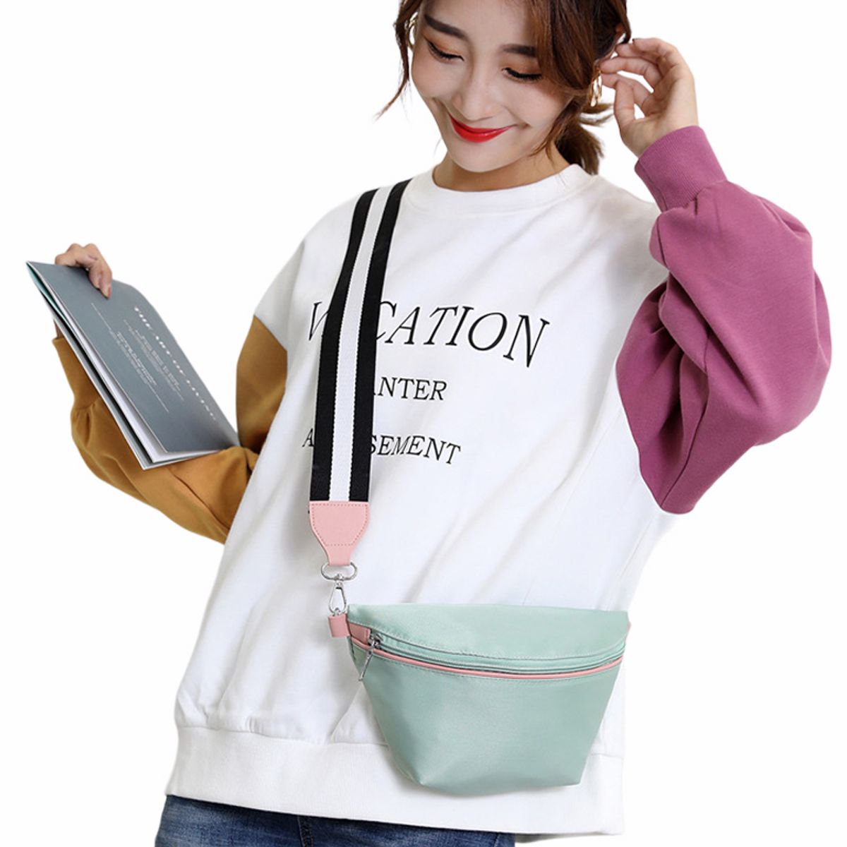 OEM - Riñonera bandolera para mujer - Verde