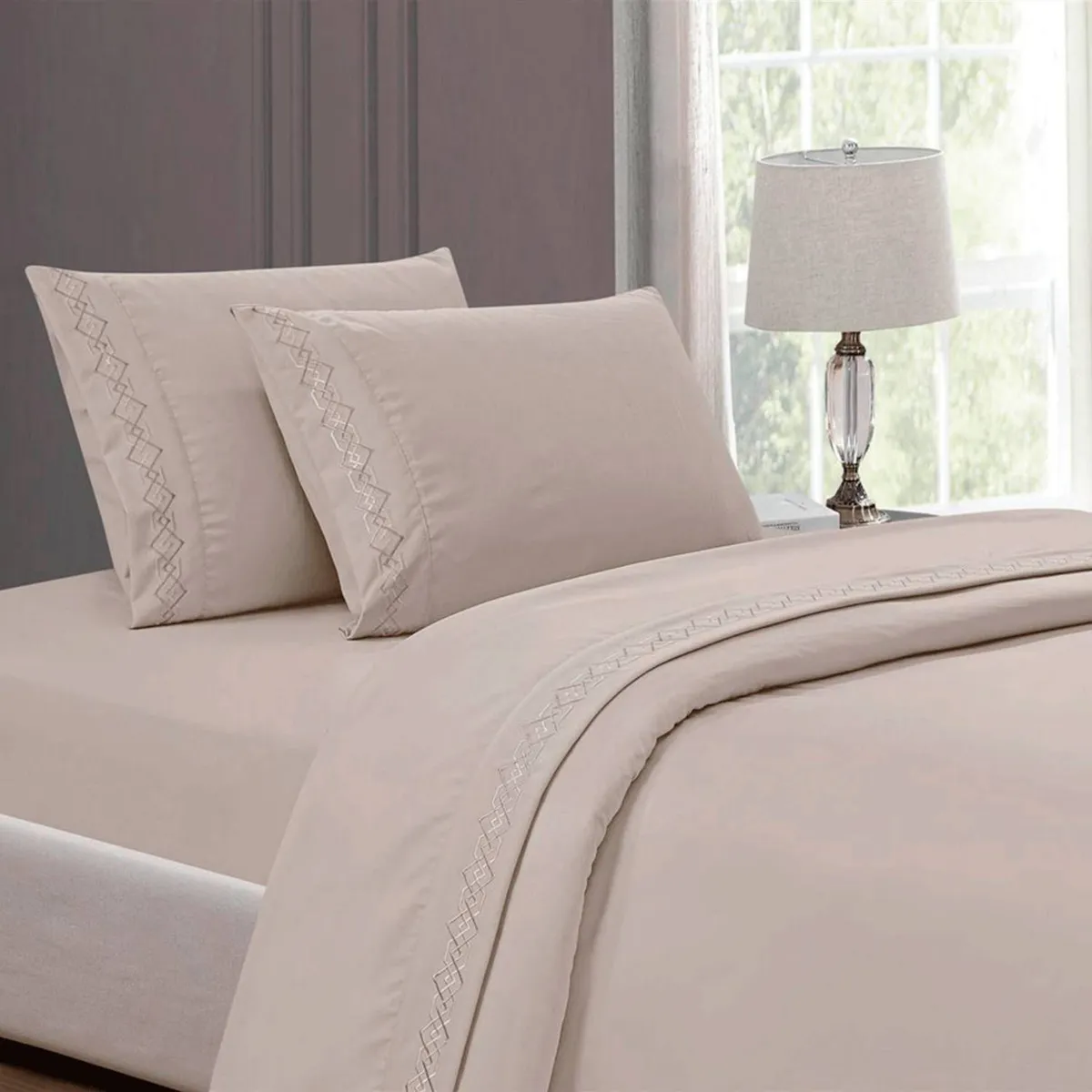 CASATEX - Juego de sabanas 2 plz 100% algodón con bordado